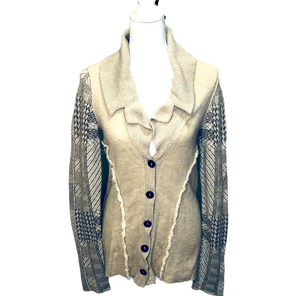 Free People Beige and Cream Cardigan